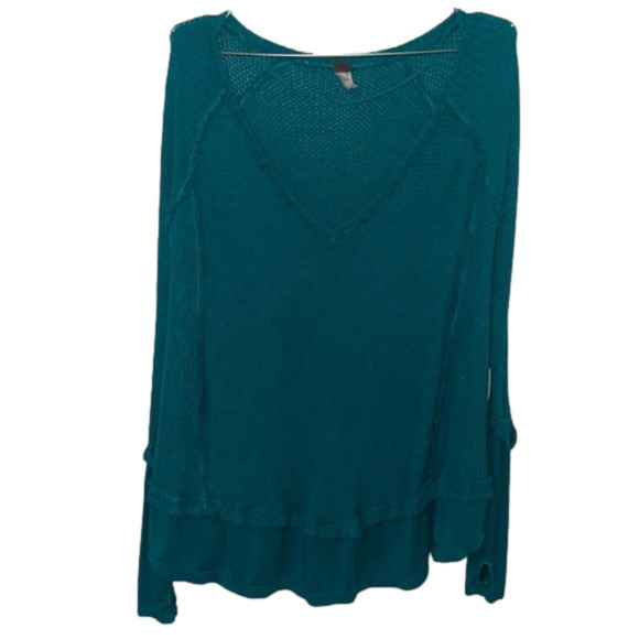 Free People Tops - FREE people long sleeve tunic XS thumbholes waffle knit